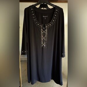 Roaman's Black Plus Size Tunic 30/32 chain detail - club, party, event, wedding